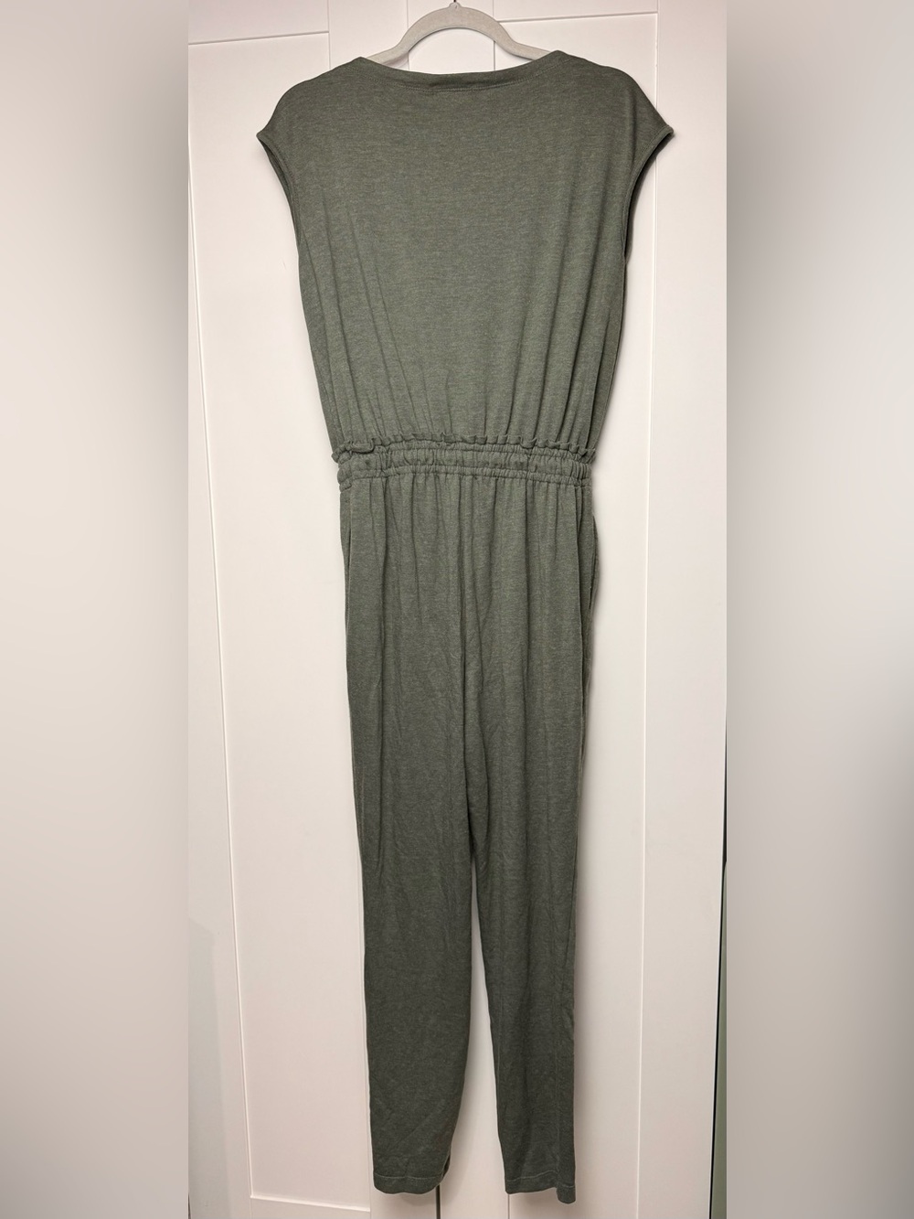 Max Studio Olive Green Drawstring-Waist Sleeveless Jumpsuit - Picture 2 of 3